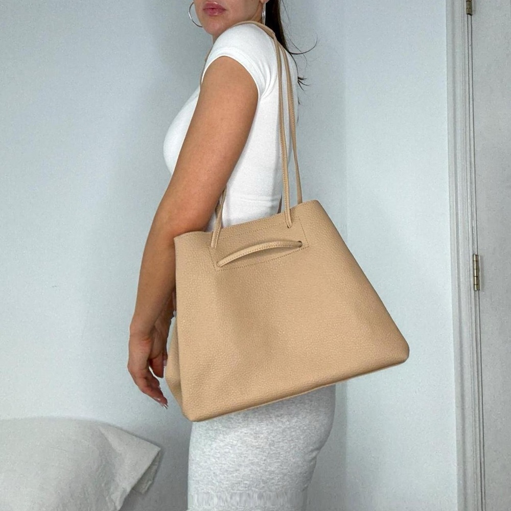 8 Other Reasons Tan Vegan Leather Slouchy Bucket Bag